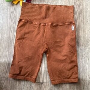 FP Movement by Free People Orange Ribbed Bike Shorts